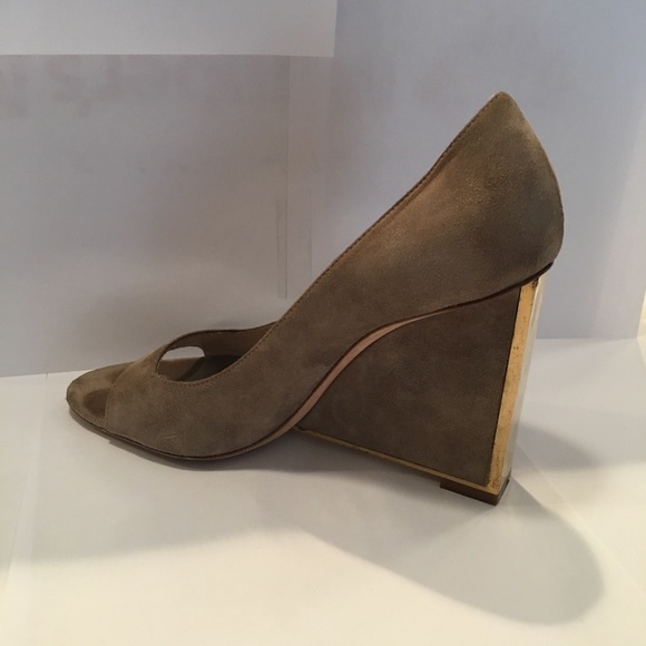 Dior Designer Square Wedge Leather Suede Heels - Picture 2 of 11